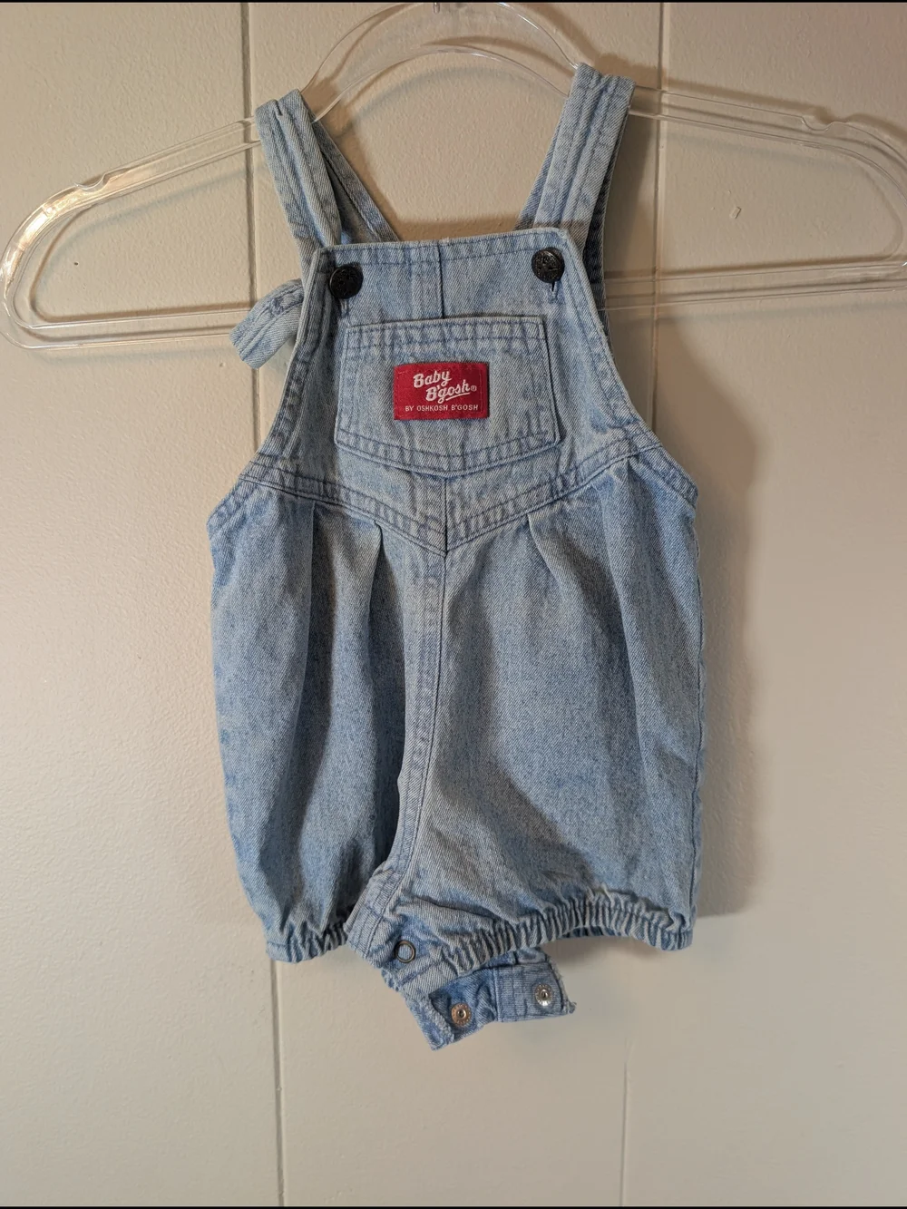 Vintage Baby B'gosh by OshKosh Light Wash Denim Bubble Romper Overalls 18M